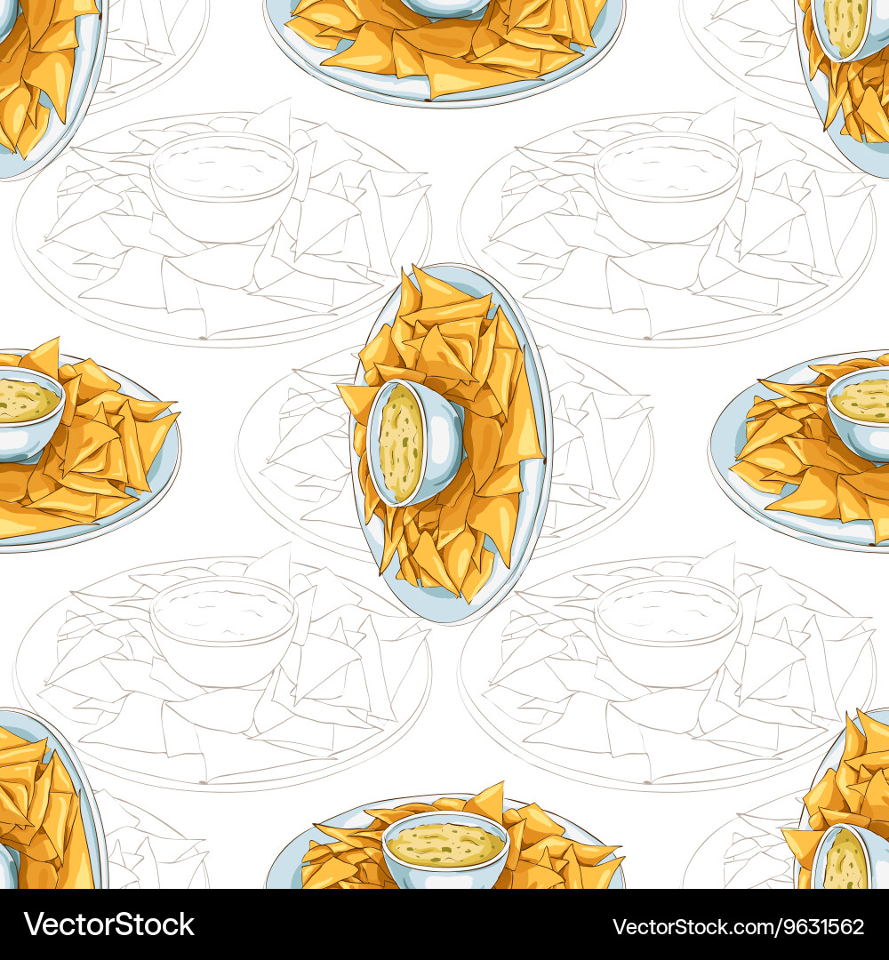 Seamless pattern nachos scetch Vector Image