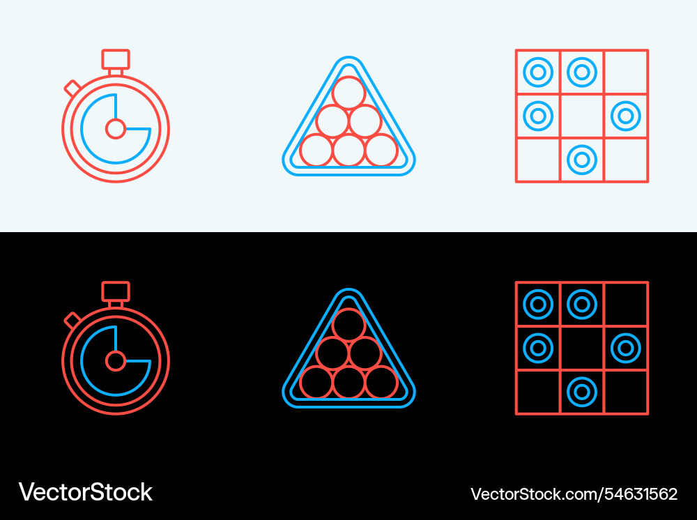 Set line board game of checkers stopwatch Set line board game of checkers stopwatch Vector Image