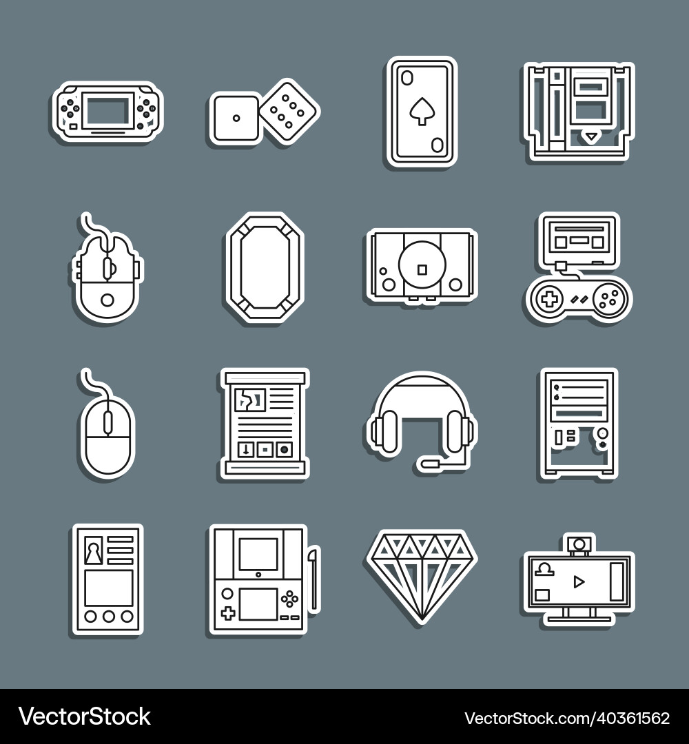 Set line live streaming online computer game Set line live streaming online computer game vector image