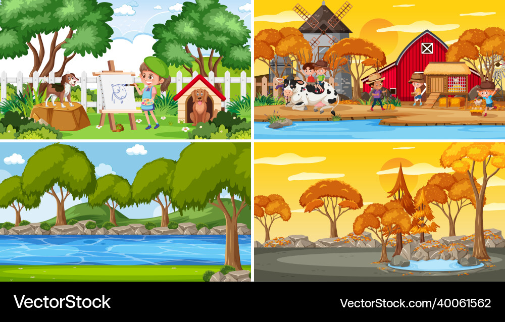 Set von verschiedenen Natur Hintergrundszenen Set von verschiedenen Natur Hintergrundszenen vektorbild
