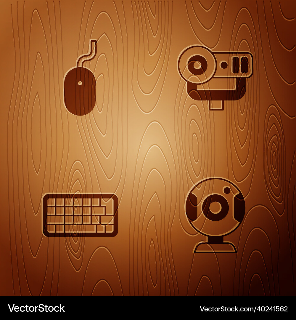 Set web camera computer mouse keyboard Set web camera computer mouse keyboard vector image