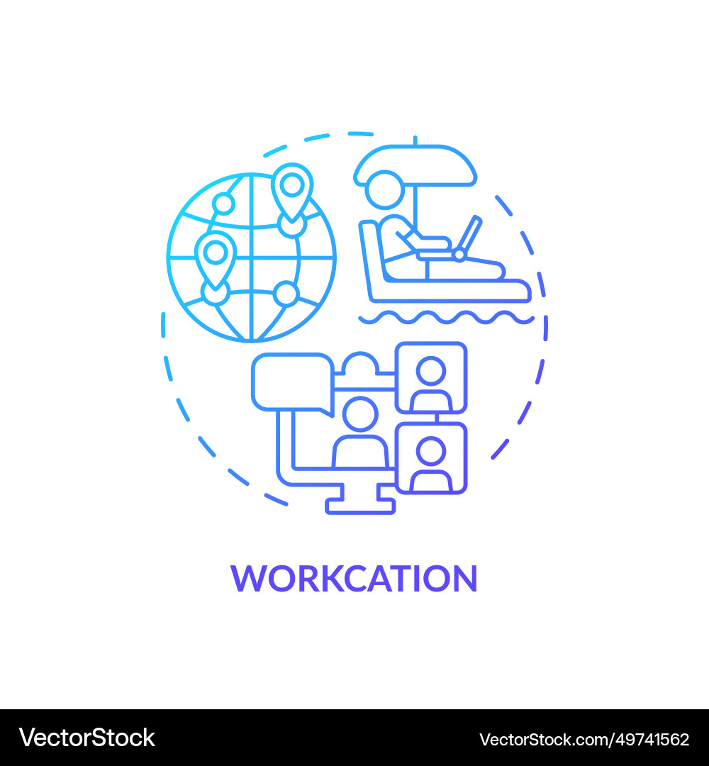 Thin line simple gradient workcation icon concept Thin line simple gradient workcation icon concept vector image