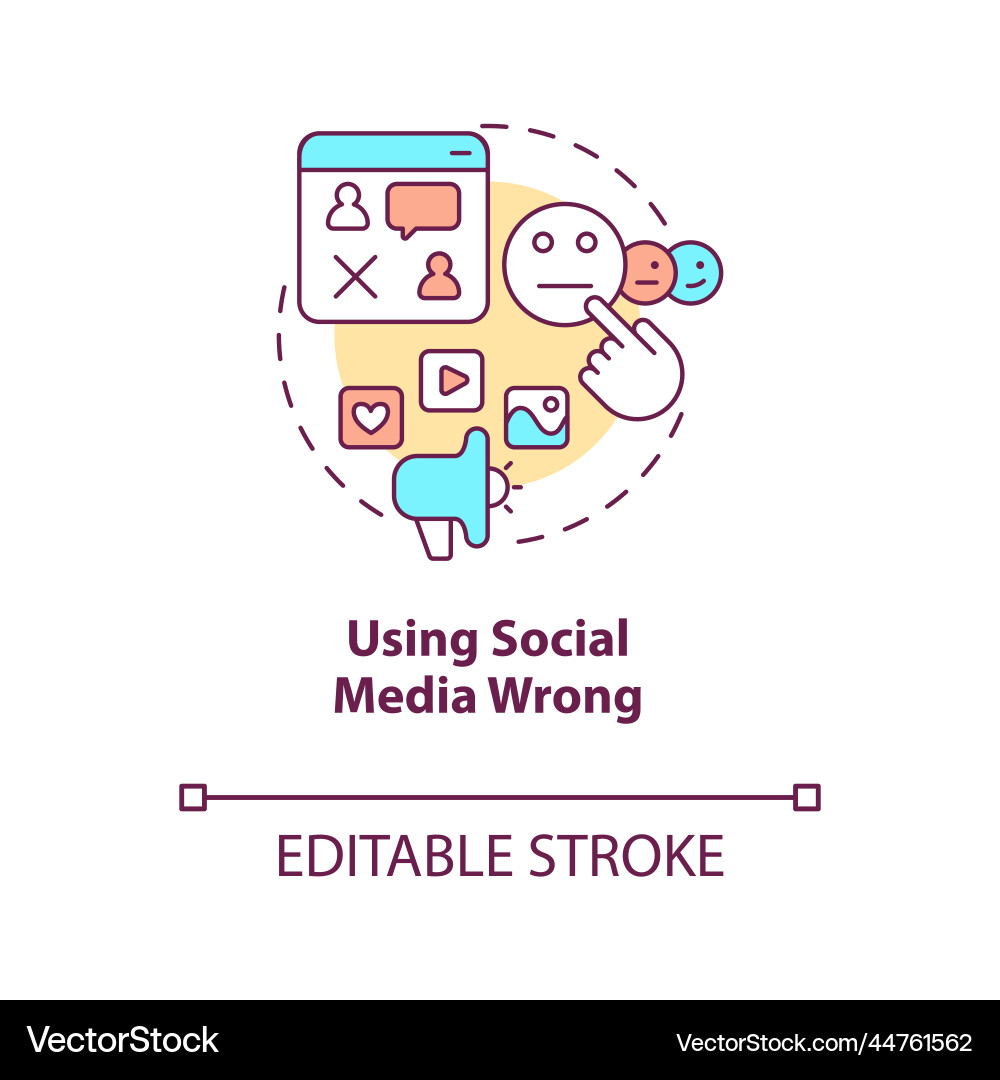 Using social media wrong concept icon Using social media wrong concept icon vector image