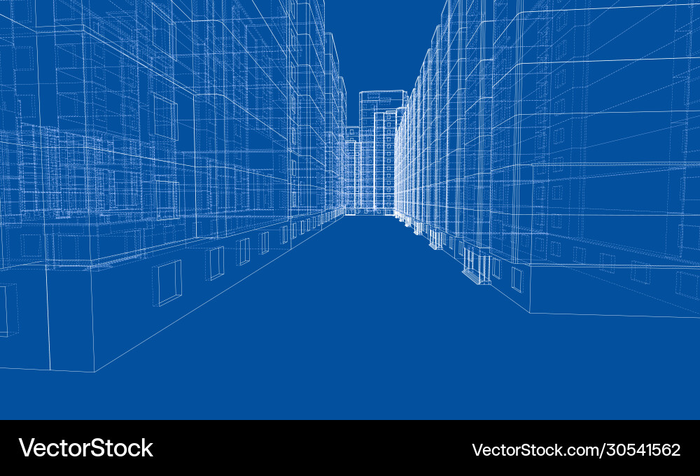 Wire-frame model a multi-storey building Wire-frame model a multi-storey building vector image