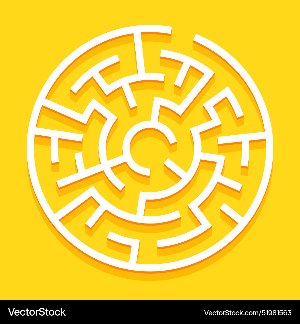 3d style circular maze pattern yellow background 3d style circular maze pattern yellow background vector image