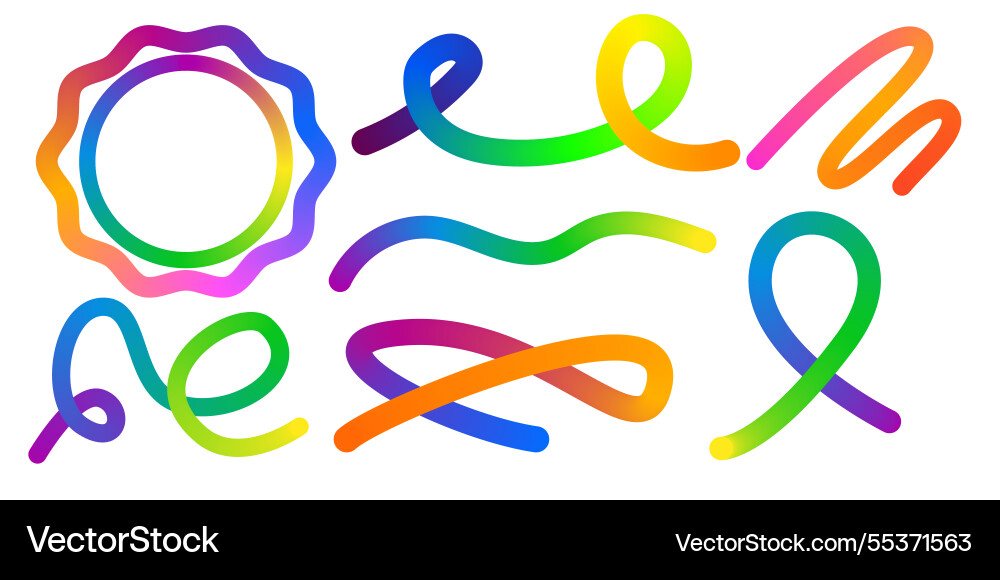 Abstract color rainbow gradient shapes set Abstract color rainbow gradient shapes set vector image