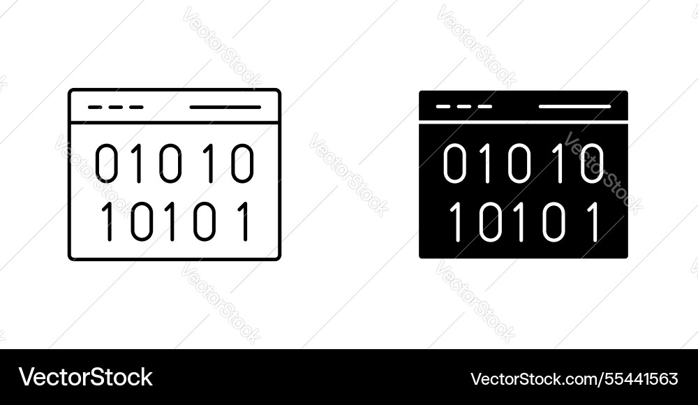 Binary code icon symbol collection on white Binary code icon symbol collection on white vector image