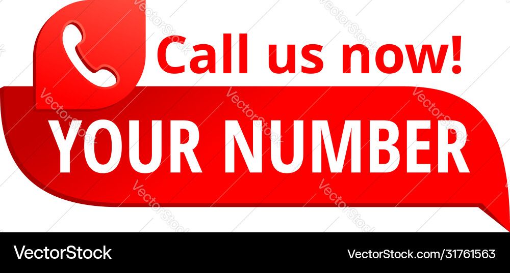 Call us button - template for phone number vector image