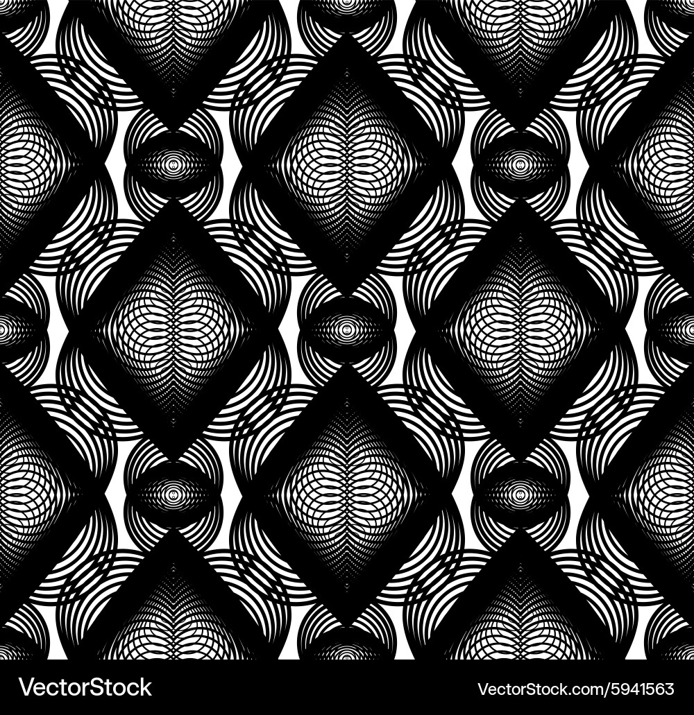 Continuous pattern with black graphic lines vector image