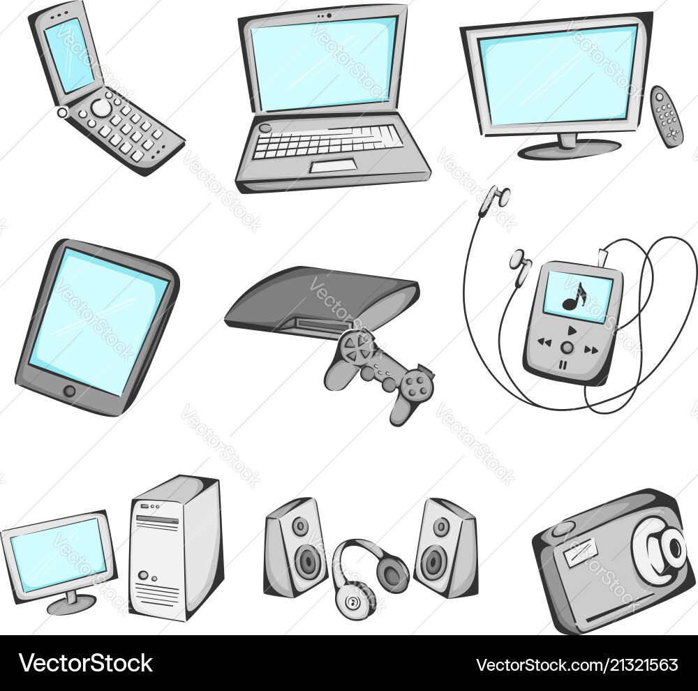 Electronics items icons Electronics items icons vector image
