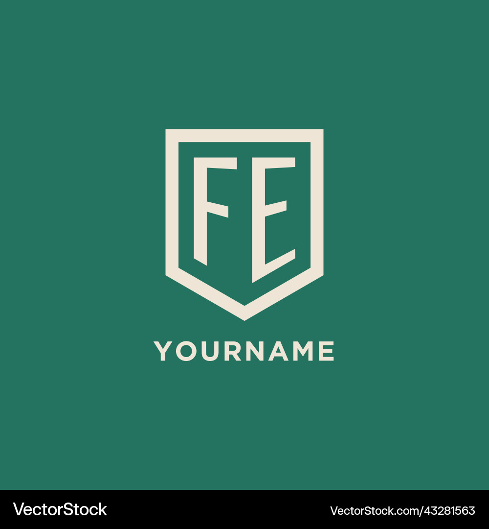 Fe initial logo monogram shield geometric shape Vector Image
