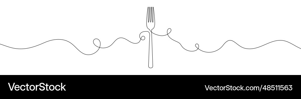 Fork shape in continuous line drawing style Fork shape in continuous line drawing style vector image