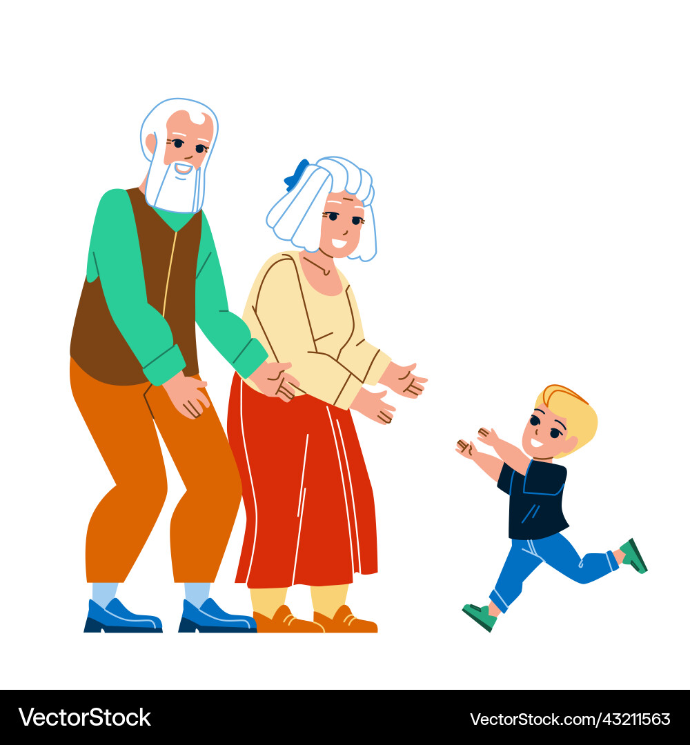 Grandparents visit grandchildren family Grandparents visit grandchildren family vector image