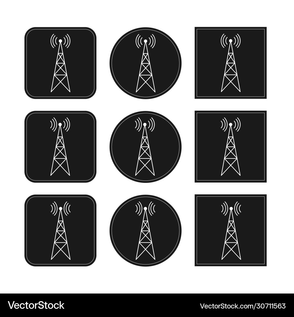 Icon set with transmitter repeater and receiver Vector Image