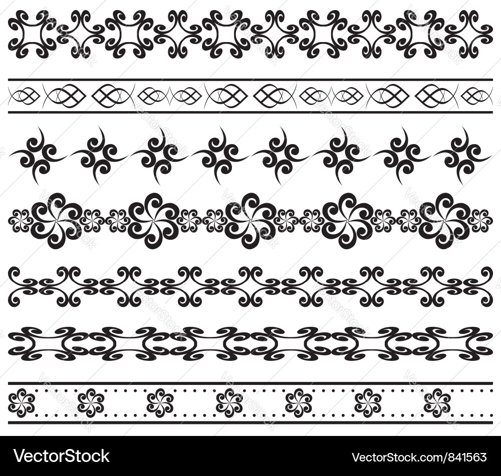 Intricate Curl Border Patterns vector image