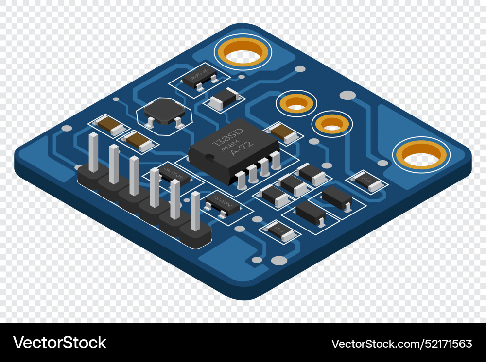 Isomorphic Board Isometric electronic board printed Royalty Free Vector Image