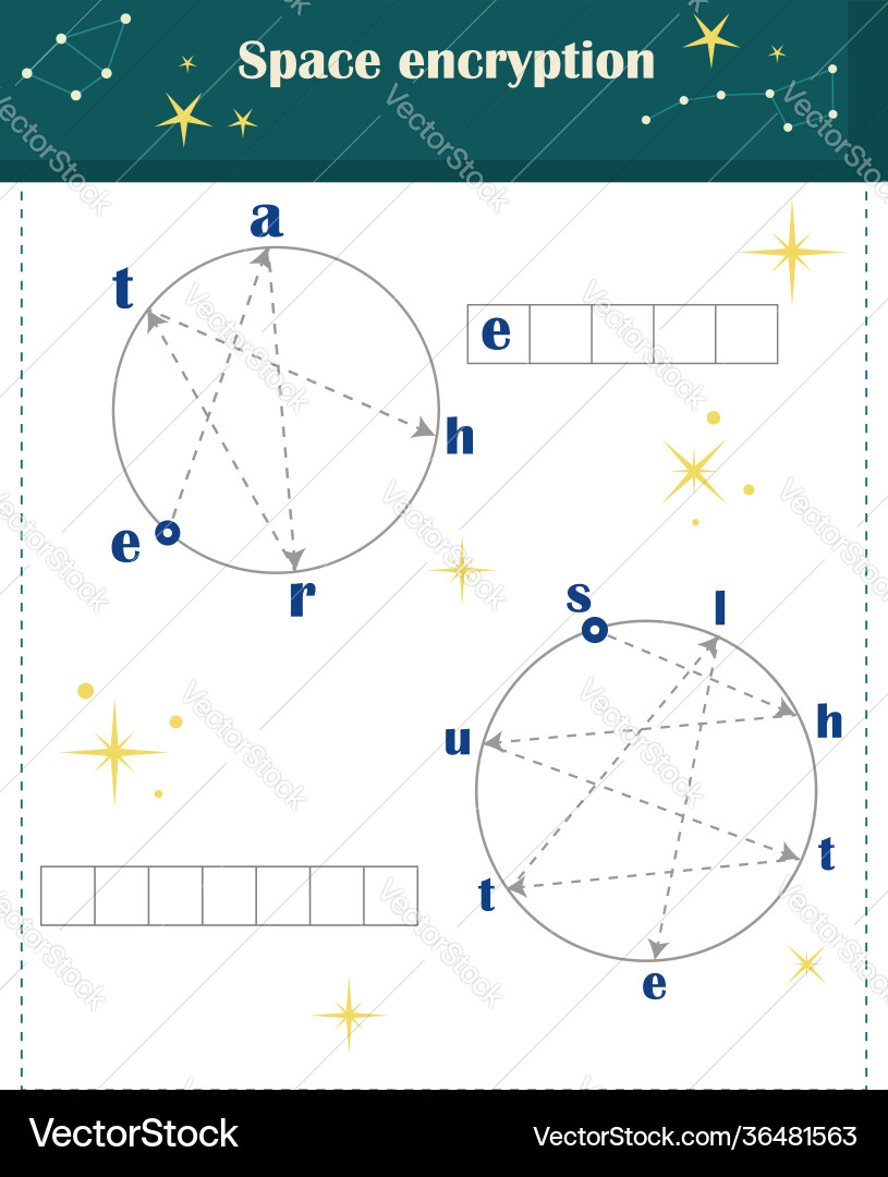 Logic game for children space encryption vector image