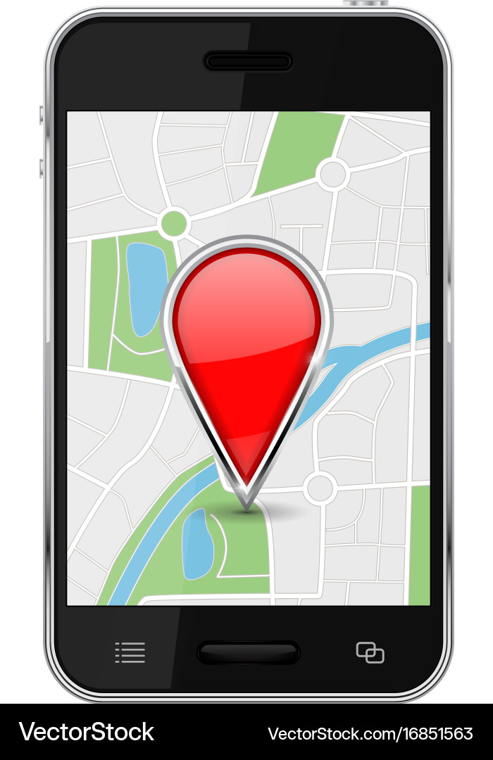 Map with location pin on smartphone screen vector image