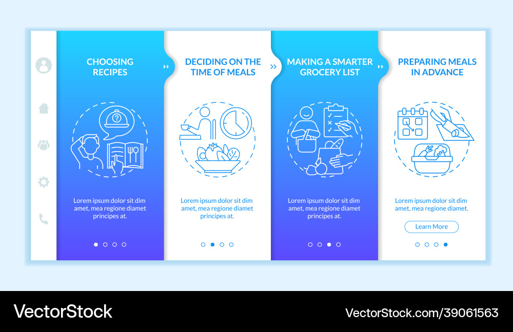 Menu planning basics onboarding template Vector Image