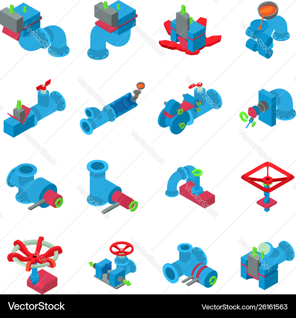 Pipeline icons set isometric style Pipeline icons set isometric style Vector Image