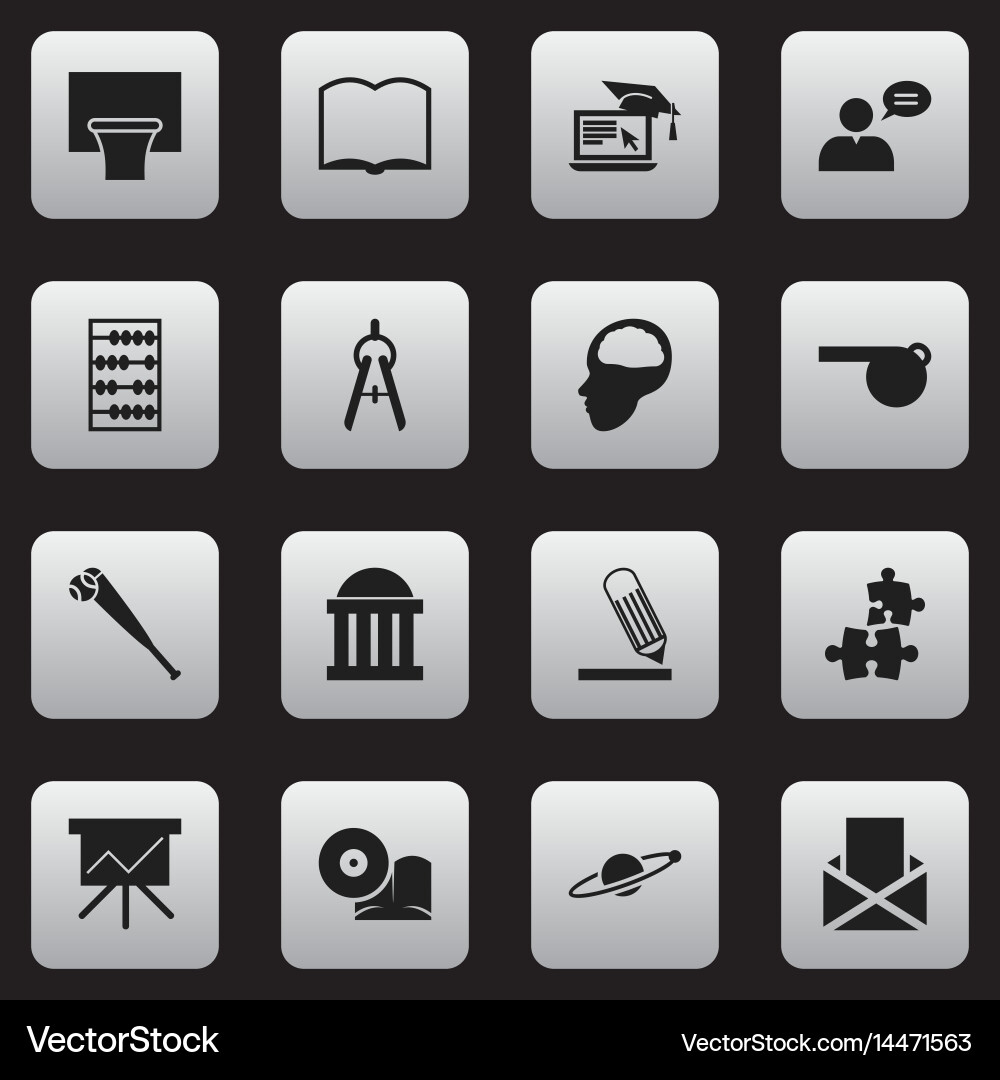 Set of 16 editable university icons includes Vector Image