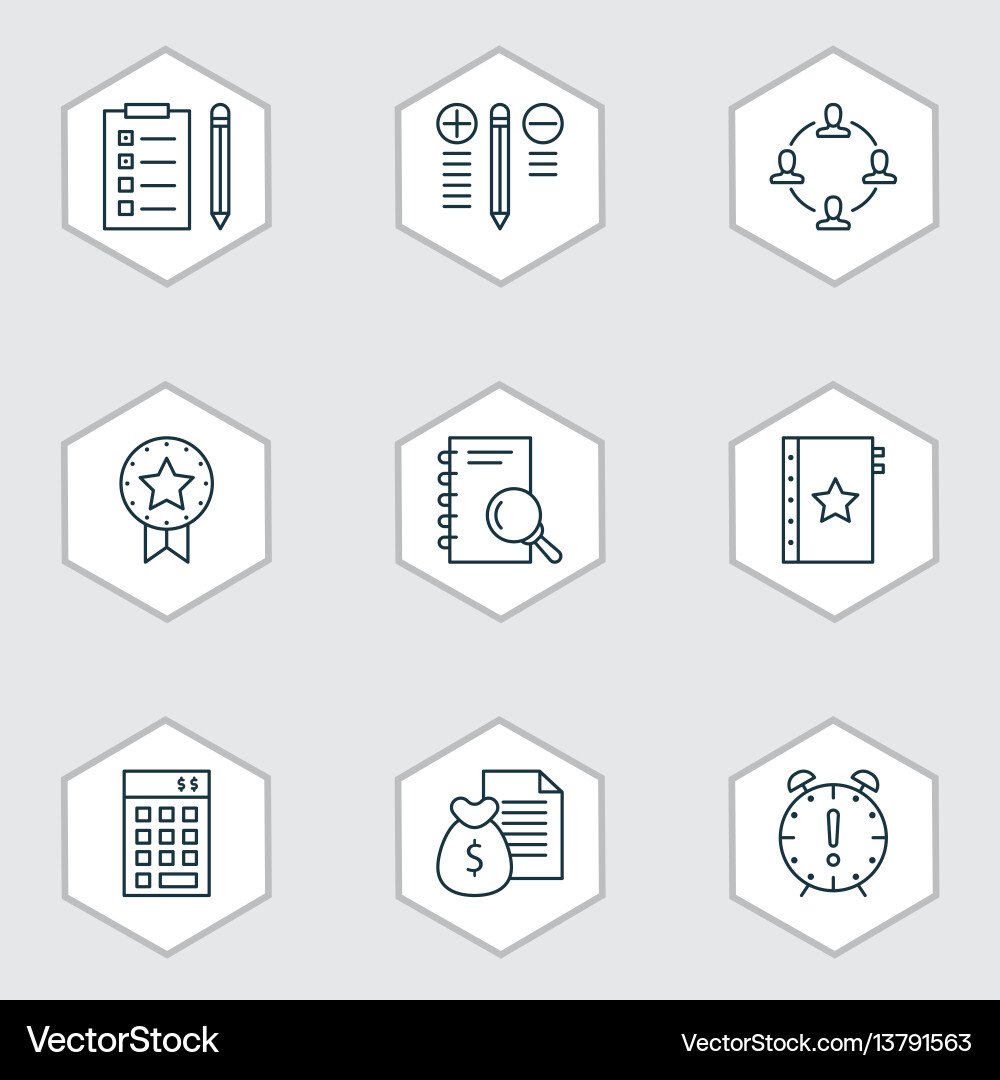 Set of 9 project management icons includes Set of 9 project management icons includes vector image