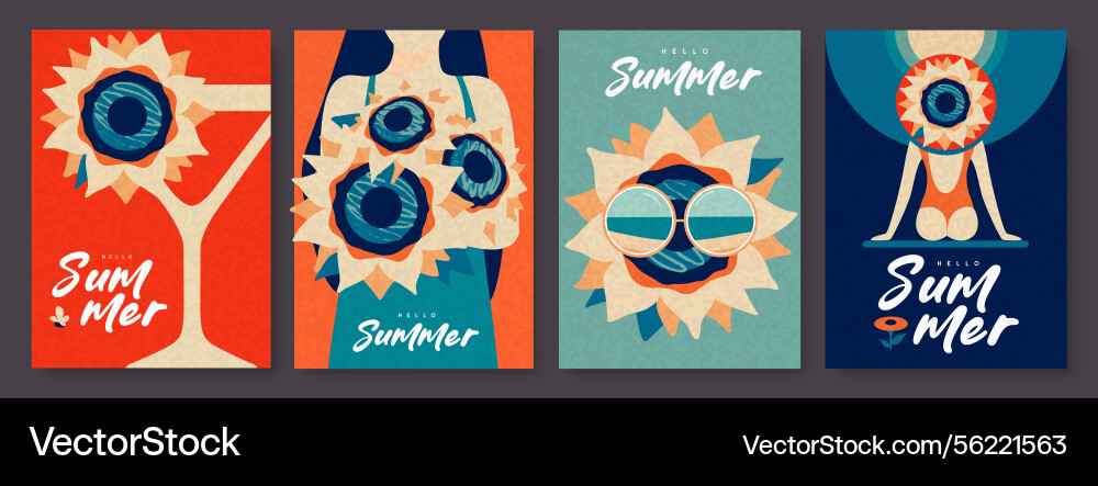 Set of summer posters or covers with sunflower Set of summer posters or covers with sunflower vector image