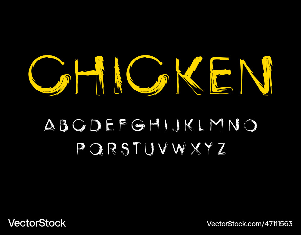 Thin font with a coarse feather-like style Thin font with a coarse feather-like style vector image