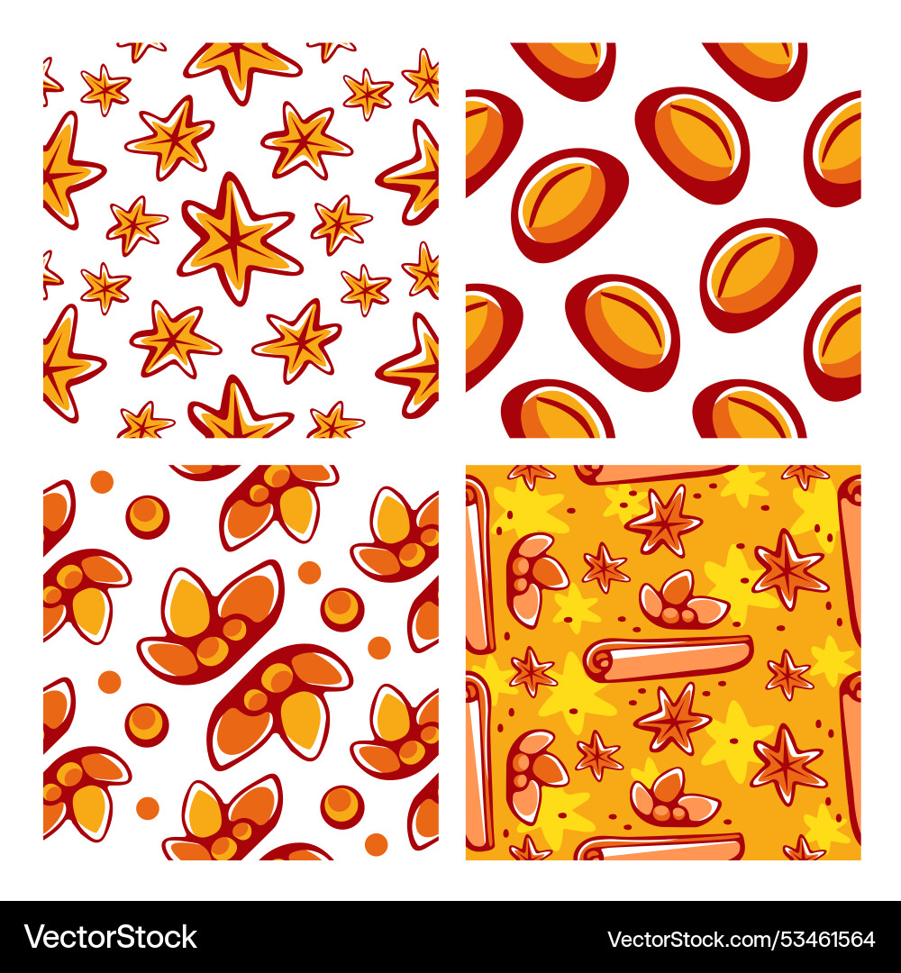 A set of patterns on the theme spices A set of patterns on the theme spices vector image