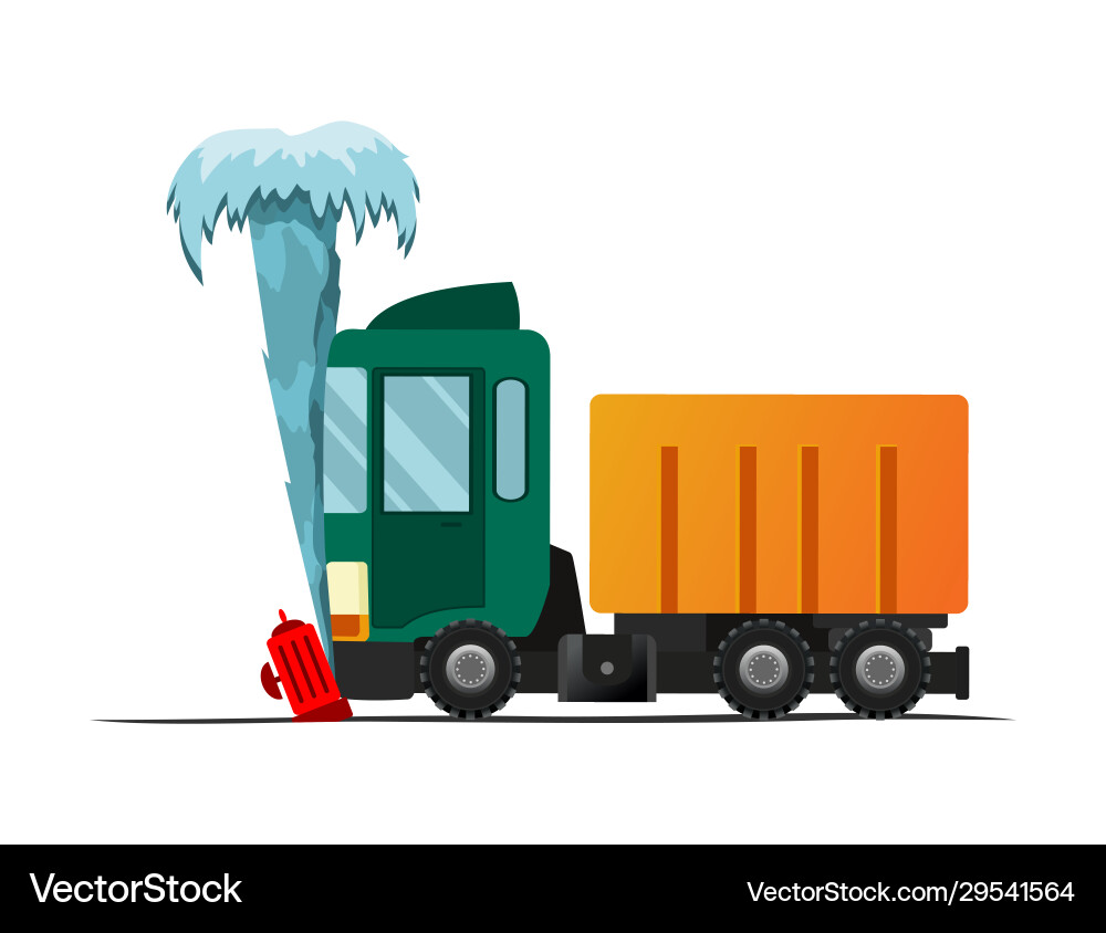Accident on road car encountered an fire hydrant Accident on road car encountered an fire hydrant vector image