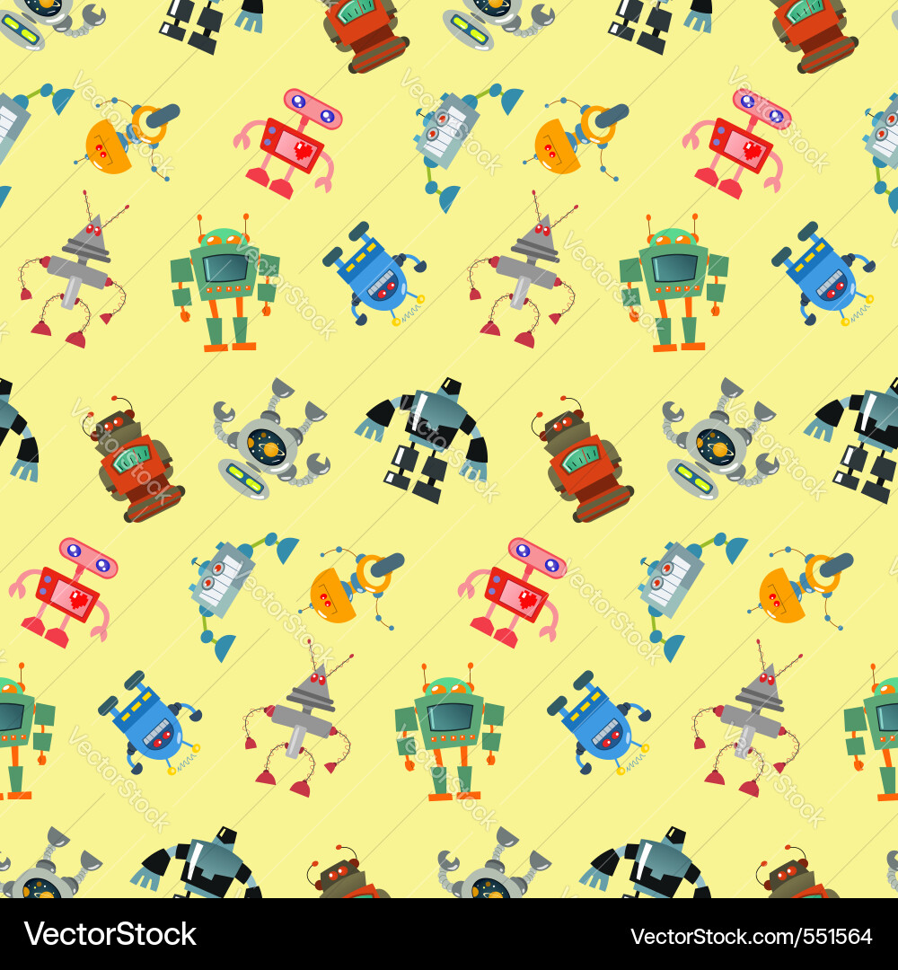 Cheerful Robot Pattern vector image