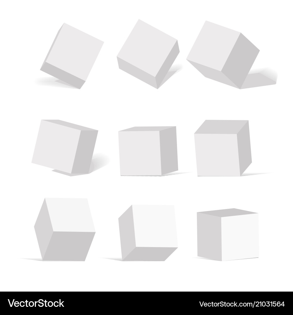 Cube icon set with perspective 3d model of a Cube icon set with perspective 3d model of a vector image