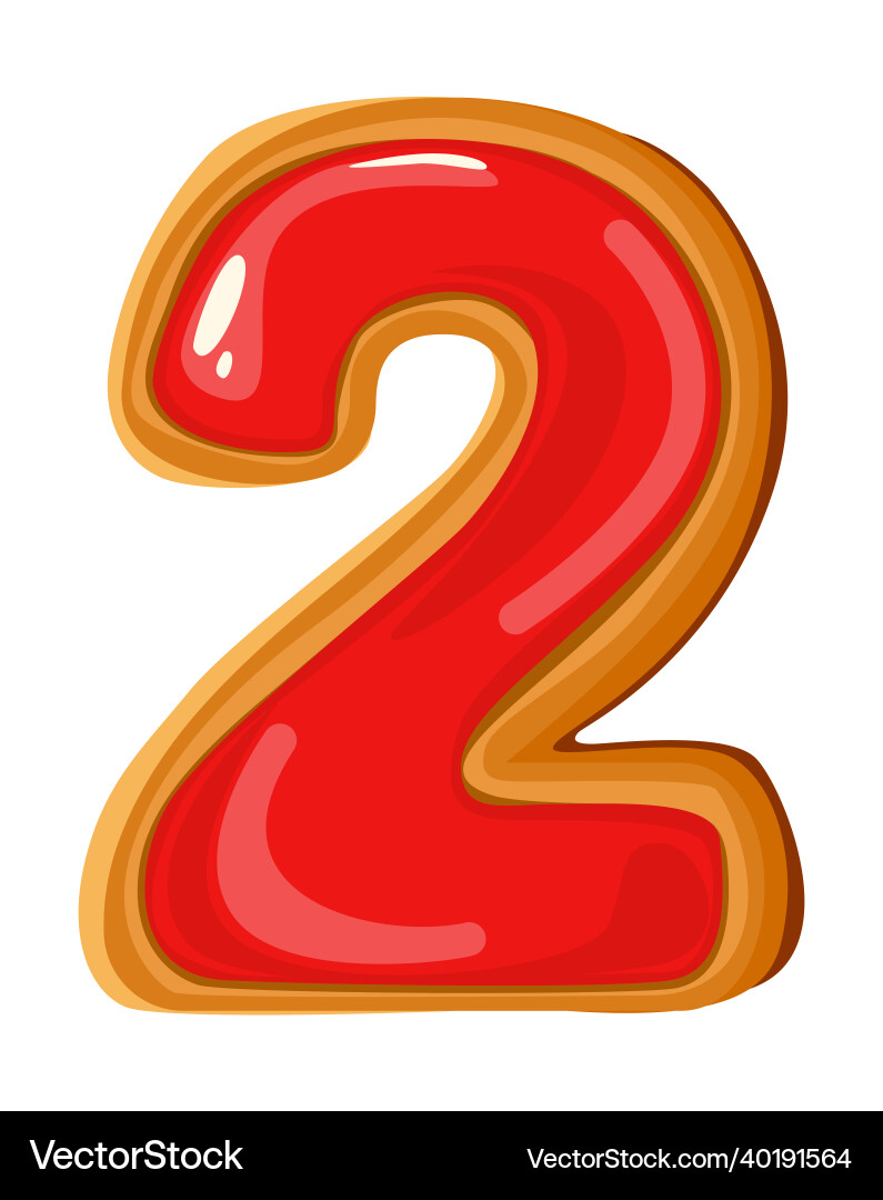 Gingerbread number 2 figures isolated object Gingerbread number 2 figures isolated object vector image