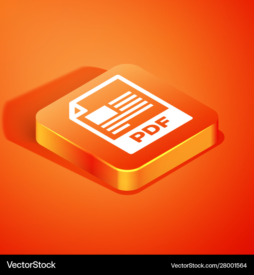 Isometric pdf file document download button Isometric pdf file document download button vector image