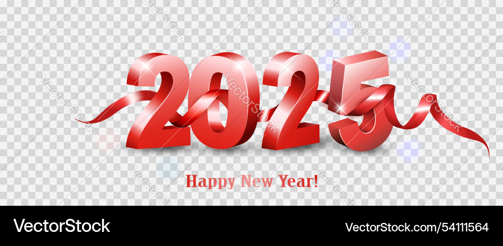 Merry christmas and happy new year 2025 red 3d Merry christmas and happy new year 2025 red 3d vector image