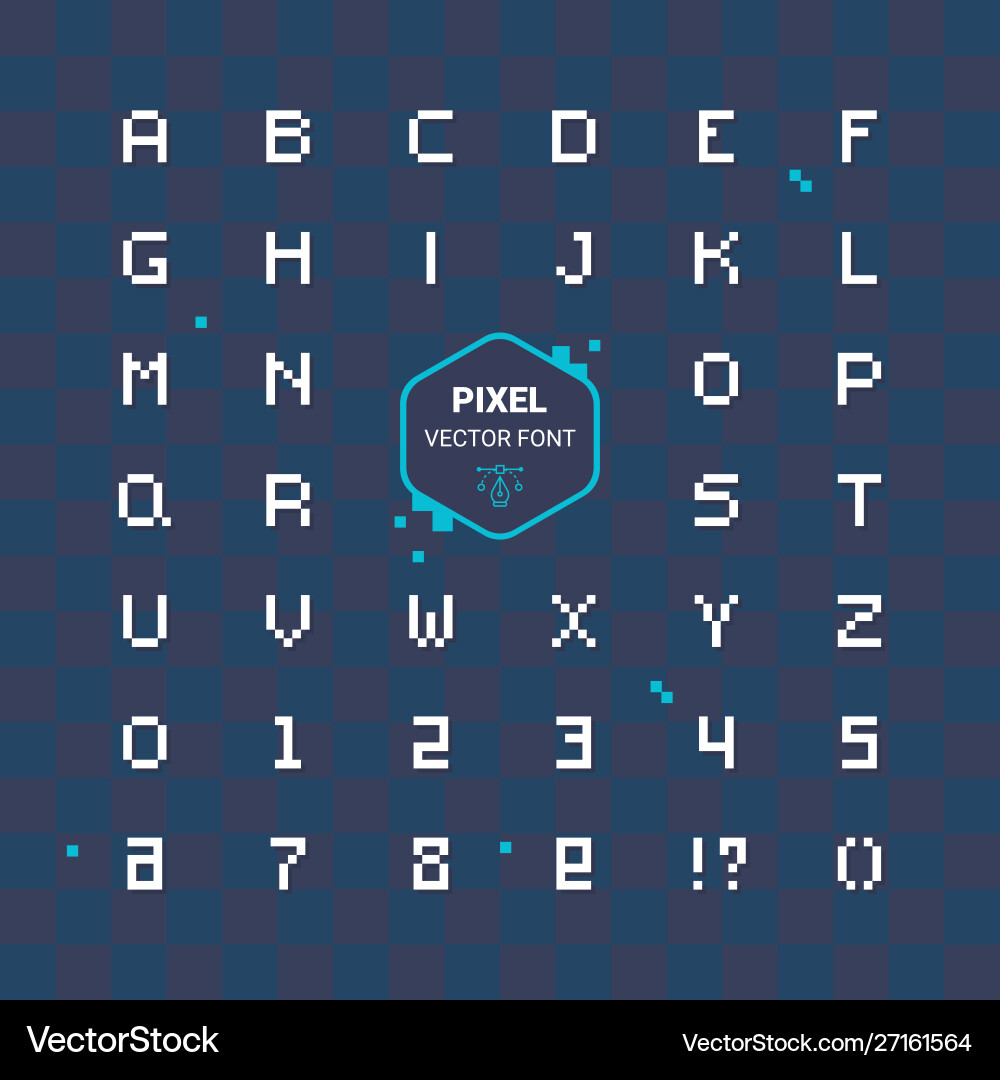 Pixel retro font video computer game design 8 bit Pixel retro font video computer game design 8 bit vector image