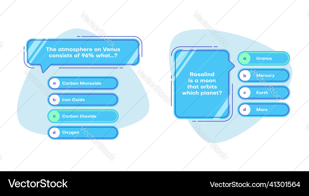 Quiz test menu template tv show game Vector Image
