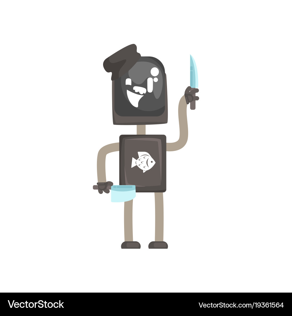 Robot worker character android with knives Vector Image