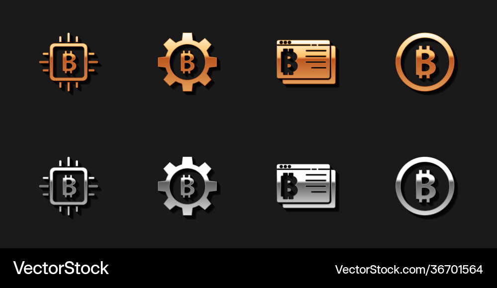 Set cpu mining farm cryptocurrency coin bitcoin vector image