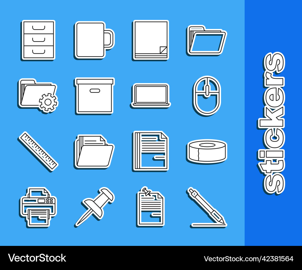 Set line pen scotch computer mouse file Set line pen scotch computer mouse file vector image