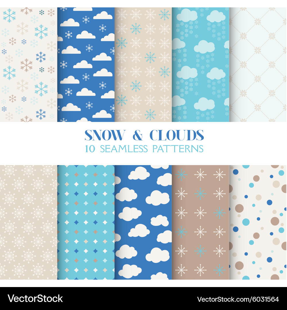 Snow & Clouds Seamless Patterns vector image