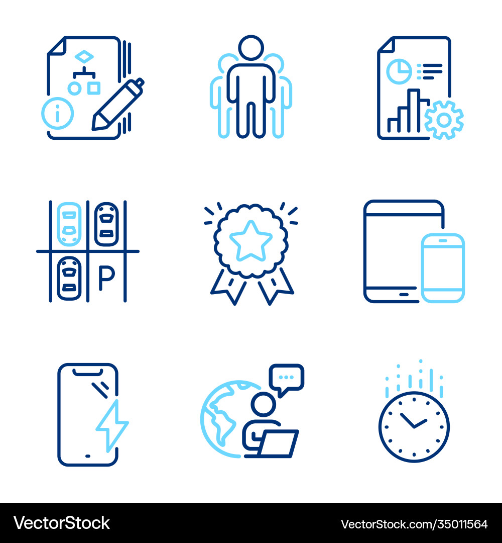 Technology icons set included icon as algorithm Vector Image