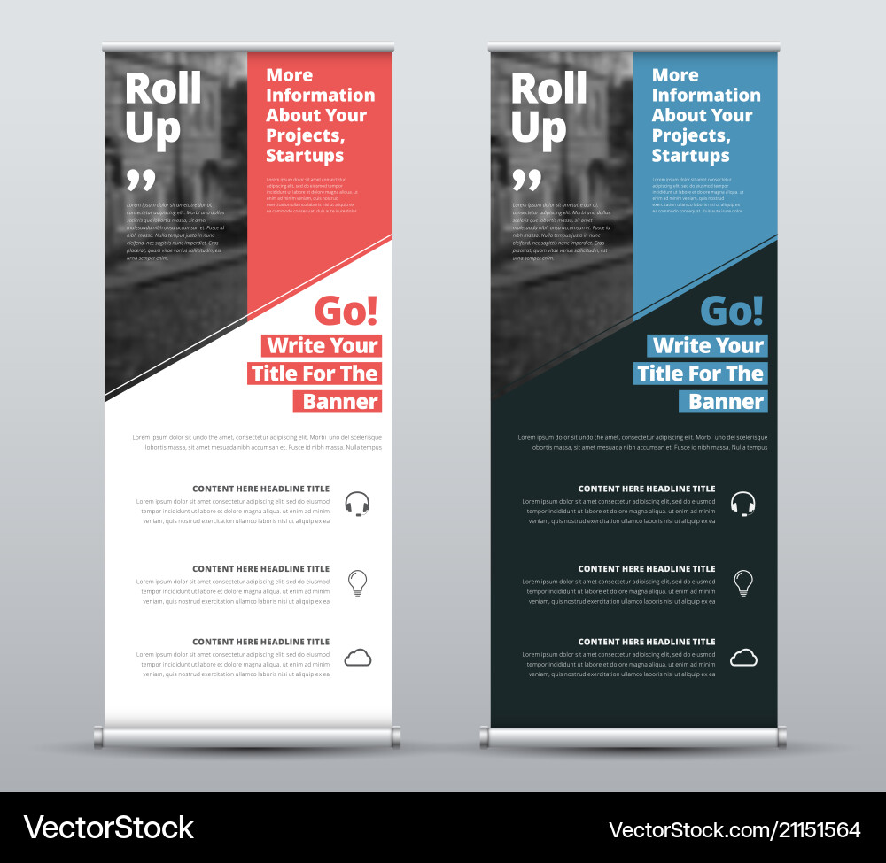 Templates of white and black roll-up banners Templates of white and black roll-up banners vector image