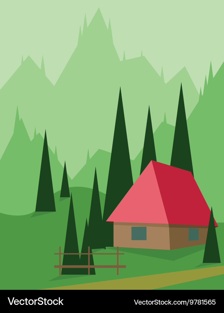 Abstract landscape design with green trees and hil vector image