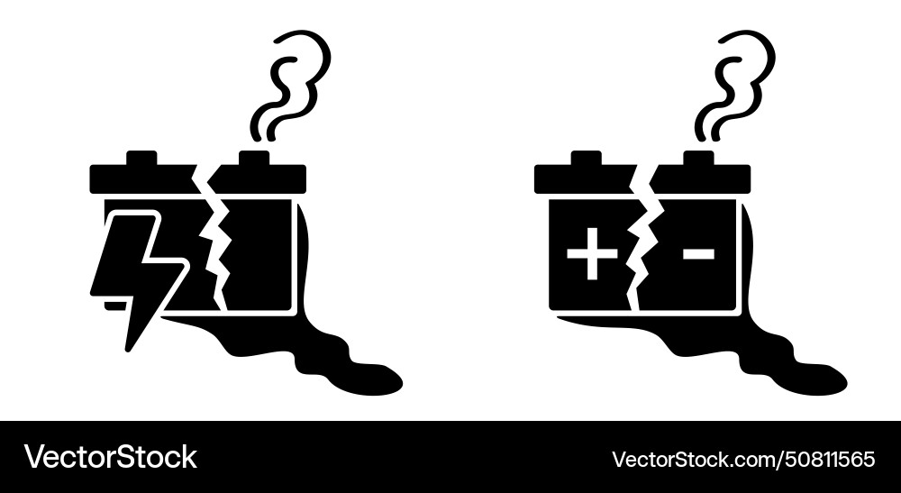 Battery acid leaking batteries leak Royalty Free Vector