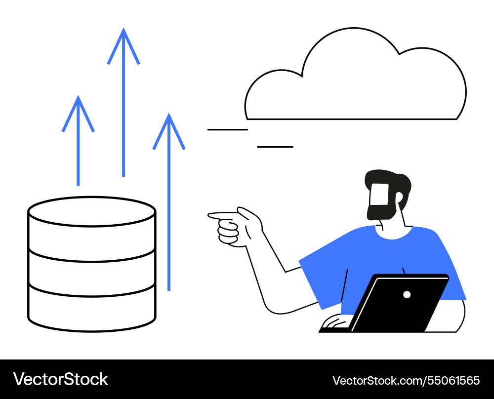 Cloud computing concept person analyzing data Cloud computing concept person analyzing data vector image