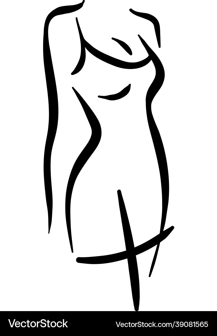 Female body silhouette line woman fashion art Female body silhouette line woman fashion art vector image