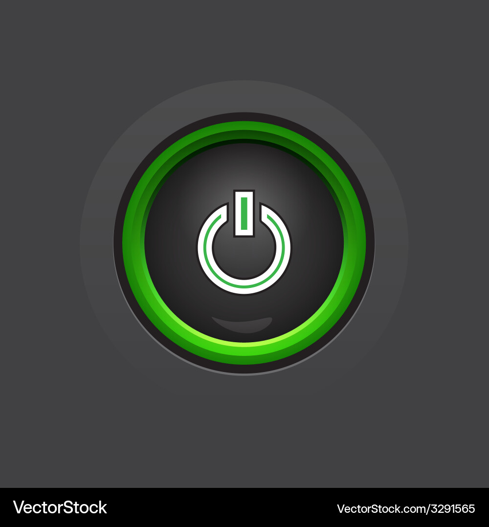 Glossy dark circle power button Vector Image
