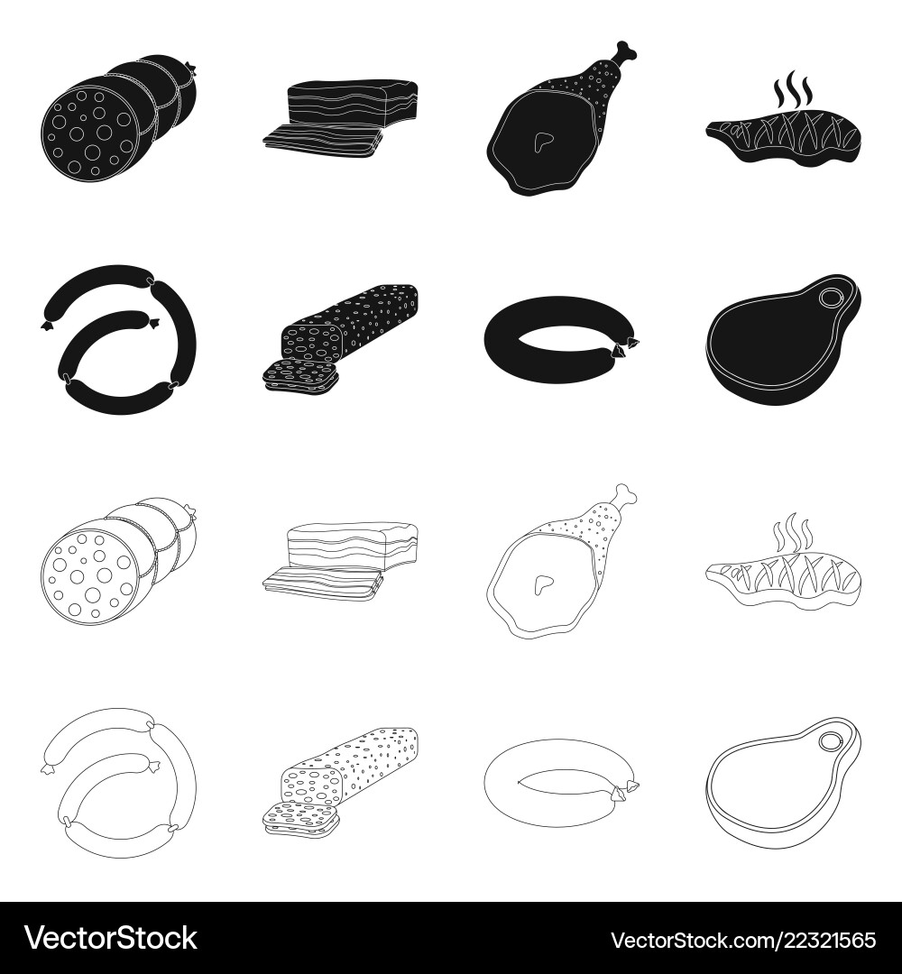 Isolated object of meat and ham icon set Isolated object of meat and ham icon set vector image