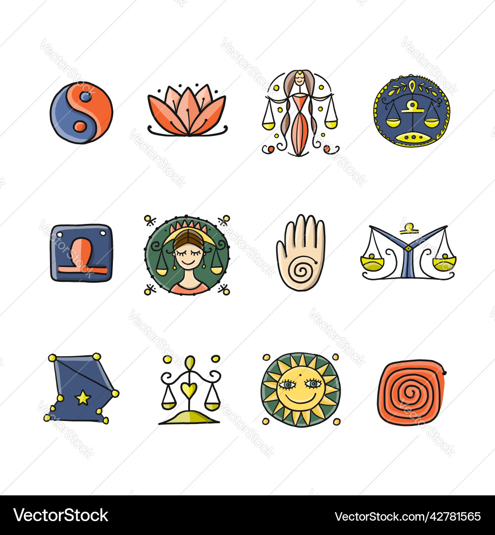 Libra zodiac icons for your design element of air Vector Image